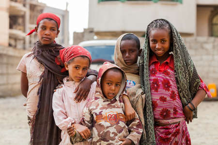 Addis Ababa, Ethiopia, January 27, 2014, Street kids posing for a photoのeditorial素材