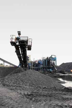 Open Pit Coal Mining and processing in South Africa. Washing and storage