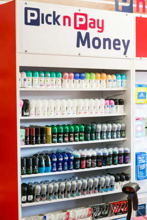 Johannesburg, South Africa - October 27, 2016: Fully stocked shelves of food and household items at local Pick n Pay grocery storeのeditorial素材