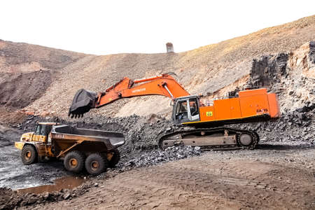 Johannesburg, South Africa - April 20 2012: Open Pit Manganese Mining and Equipment