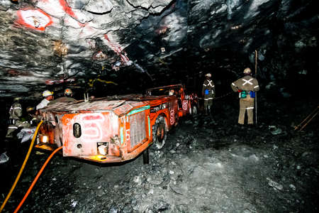 Johannesburg, South Africa - August 11 2008: Underground Platinum Palladium Mining and Machineryのeditorial素材