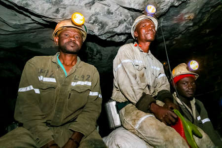 Johannesburg, South Africa - August 11 2008: Underground Platinum Palladium Mining and Machineryのeditorial素材