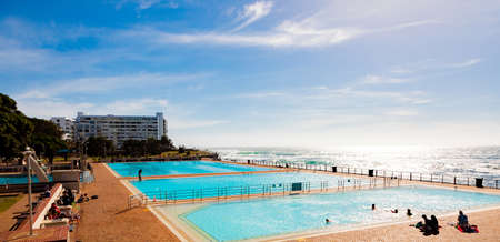 Cape Town, South Africa - October 15, 2019: View of Pavilion Public Swimming Pool on Sea Point promenade in Cape Town South Africaのeditorial素材