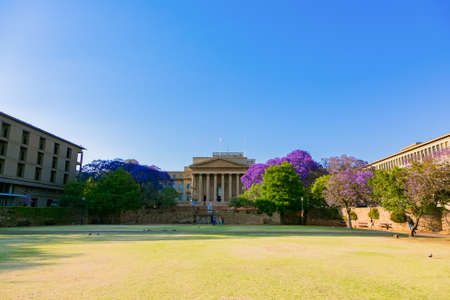 Johannesburg, South Africa - October 09 2018: Exterior view of the Great Hall at the University of...