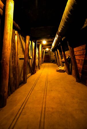 Historic underground mining tunnel of diamond mine in South Africaの写真素材