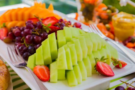 Fruit salad at Spring Festival picnic eventの写真素材