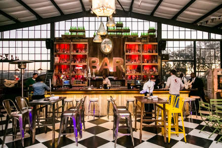 Johannesburg, South Africa - July 24, 2014: Interior of retro Bistro Restaurant and Barのeditorial素材