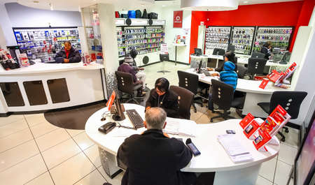 Johannesburg, South Africa - July 05 2011: Inside interior of a mobile cell phone store in a Mall