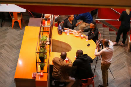 Johannesburg, South Africa - July 06 2017: Interior of a Popeyes Take Out Fast Food Restaurant