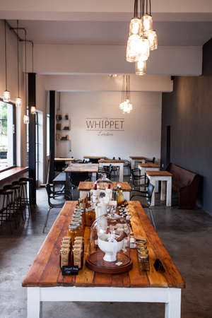 Johannesburg, South Africa - December 13, 2012:Various home-made produce for sale in Empty coffee shop cafe and bakeryのeditorial素材