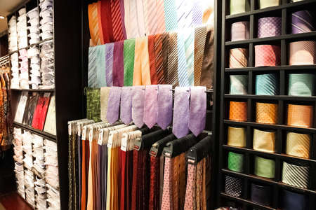 Johannesburg, South Africa - April 27 2011: Silk Ties in an Up-Market Fashion Clothing Retail Storeのeditorial素材