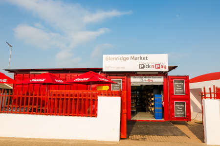 Soweto, South Africa - February 15, 2017: Entrance at local Pick n Pay grocery store made out of...