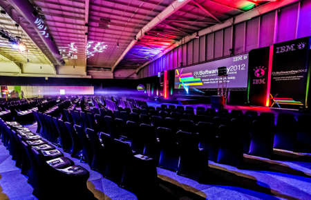Johannesburg, South Africa - May 24, 2012: Rows of empty chairs in large Conference hall for Corporate Convention or Lectureのeditorial素材