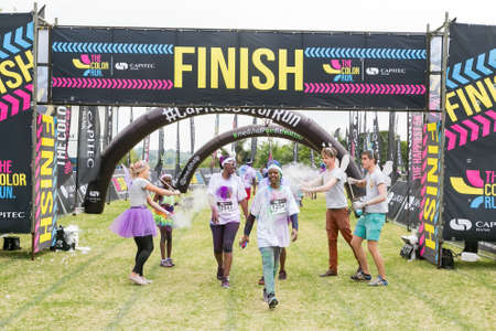 Johannesburg, South Africa, September 20, 2015, Diverse people running in The Color Run Marathon in...