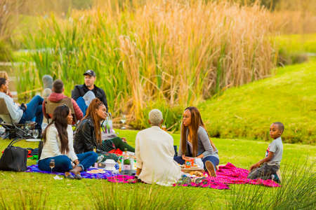 Johannesburg, South Africa - May 12 2018: Diverse People at an outdoor Food and Wine Festivalのeditorial素材