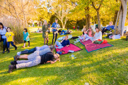 Johannesburg, South Africa - May 12 2018: Diverse People at an outdoor Food and Wine Festivalのeditorial素材