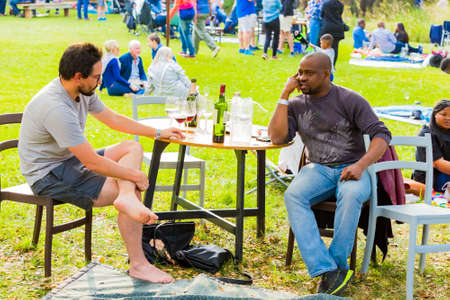 Johannesburg, South Africa - May 12 2018: Diverse People at an outdoor Food and Wine Festivalのeditorial素材