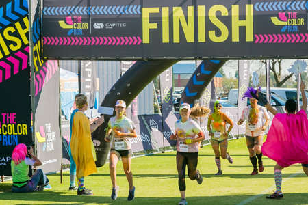 Johannesburg, South Africa, May 21, 2017, Diverse people running in The Color Run Marathon in Johannesburgのeditorial素材