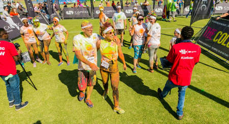 Johannesburg, South Africa, May 21, 2017, Diverse people running in The Color Run Marathon in...
