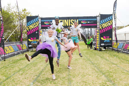 Johannesburg, South Africa, September 20, 2015, Diverse people running in The Color Run Marathon in Johannesburgのeditorial素材