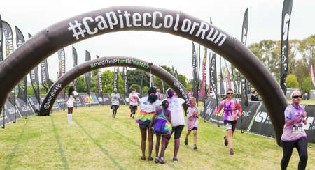 Johannesburg, South Africa, September 20, 2015, Diverse people running in The Color Run Marathon in Johannesburgのeditorial素材