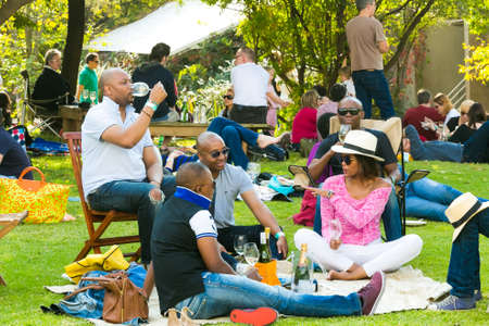 Johannesburg, South Africa - May 09 2015: Diverse People at an outdoor Food and Wine Festivalのeditorial素材