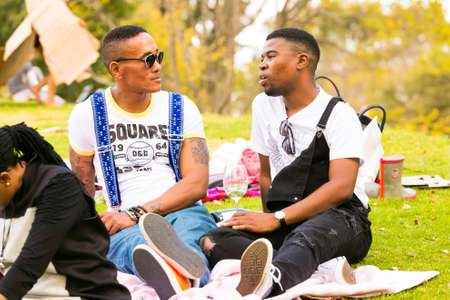 Johannesburg, South Africa - May 09 2015: Diverse People at an outdoor Food and Wine Festivalのeditorial素材