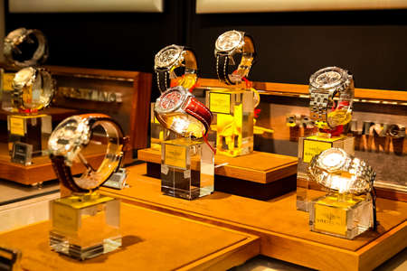 Johannesburg, South Africa - April 27 2011: Expensive Wrist Watches on display in Up-Market retail storeのeditorial素材