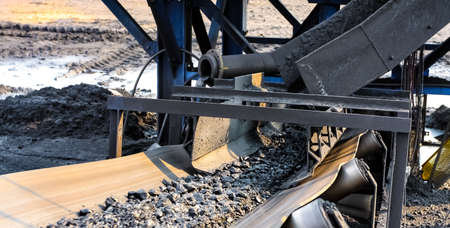 Witbank, South Africa - July 25 2011: Coal Ore on a conveyor belt for processing
