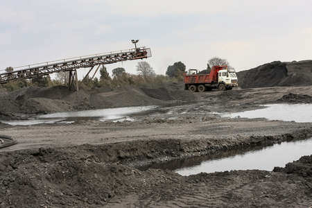 Open Pit Coal Mining and processing in South Africa. Washing and storageのeditorial素材