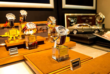 Johannesburg, South Africa - April 27 2011: Expensive Wrist Watches on display in Up-Market retail...