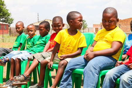 Johannesburg, South Africa - November 07, 2011: African Children attending an outside preschool classroomのeditorial素材