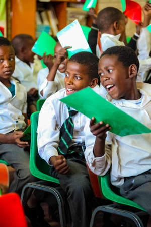 Soweto, South Africa - October 26 2011: African Children in Primary School Classroomのeditorial素材
