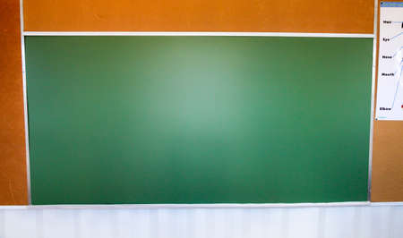 Johannesburg, South Africa - November 07, 2011: Green Chalkboard in Small Portable Preschool Classroom made from a shipping containerのeditorial素材