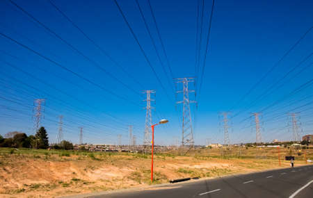 Johannesburg, South Africa, September 11, 2011, Electric Power Lines in urban Soweto South Africaのeditorial素材