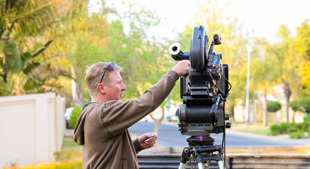 Johannesburg, South Africa, September 08, 2010, Behind the scenes on a Television advert Film Set on location in wealthy suburban neighborhoodのeditorial素材