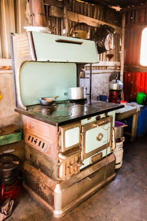 Johannesburg, South Africa, September 11, 2011, Old Wood burning stove in kitchen of low-income Soweto homeのeditorial素材