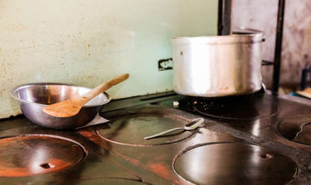Johannesburg, South Africa, September 11, 2011, Old Wood burning stove in kitchen of low-income Soweto homeのeditorial素材