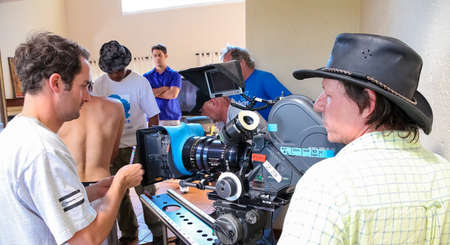 Johannesburg, South Africa, September 08, 2010, Behind the scenes on a Television advert Film Set on location in wealthy suburban neighborhoodのeditorial素材
