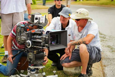 Johannesburg, South Africa, September 08, 2010, Behind the scenes on a Television advert Film Set on location in wealthy suburban neighborhoodのeditorial素材