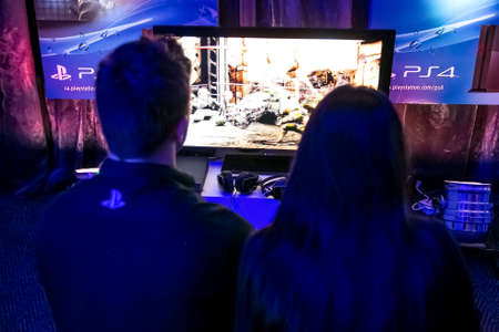 Johannesburg, South Africa - December 10 2013: Gamers at Play Station PS4 launch eventのeditorial素材