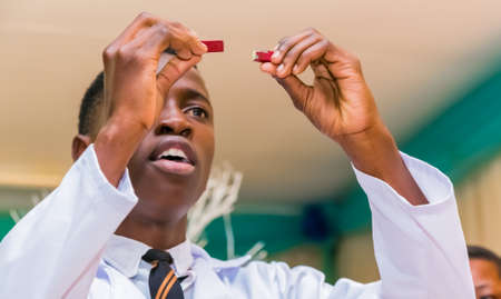 Johannesburg, South Africa - March 22 2017: African Primary School Students doing a science demonstrationのeditorial素材