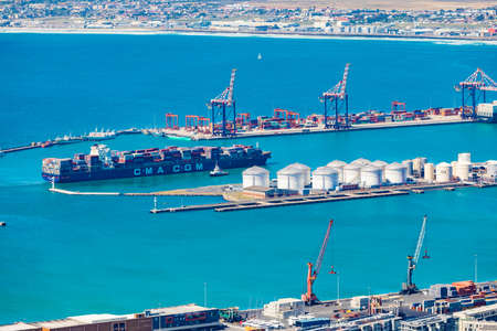 Cape Town, South Africa - October 15, 2019: Elevated view of Cape Town Harbor in South Africaのeditorial素材