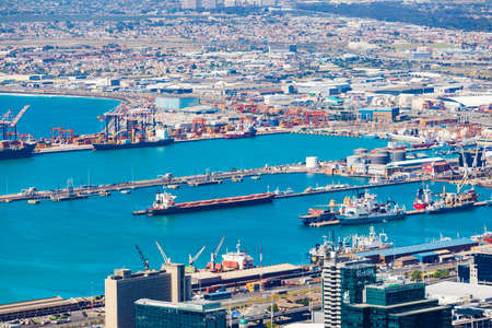 Cape Town, South Africa - October 15, 2019: Elevated view of Cape Town Harbor in South Africaのeditorial素材