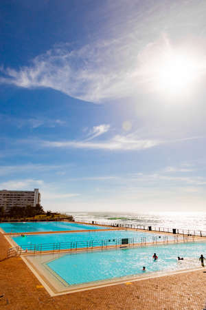 Cape Town, South Africa - October 15, 2019: View of Pavilion Public Swimming Pool on Sea Point promenade in Cape Town South Africaのeditorial素材