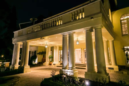 Johannesburg, South Africa - August 31, 2017: Upmarket wealthy suburban mansion house with landscaped gardenのeditorial素材