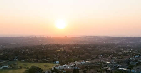 Johannesburg, South Africa - August 28 2013: Sunset from high Angle looking over Sandton and Randburg area of Johannesburg South Africaのeditorial素材
