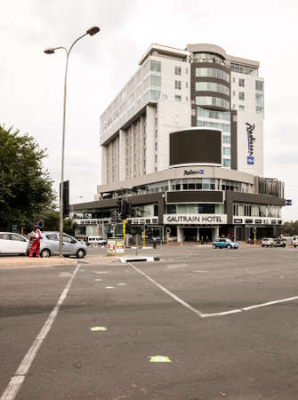 Johannesburg, South Africa - November 30, 2011: Exterior entrance to the Gautrain Hotel opposite the train station in Sandtonのeditorial素材