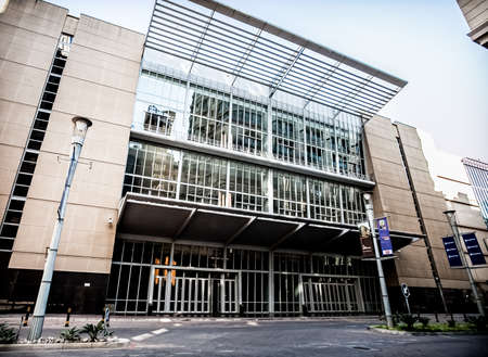 Johannesburg, South Africa - January 25, 2013: Exterior of Sandton Convention Centre from Maude...