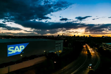 Johannesburg, South Africa - November 20, 2014: Silhouette Skyline looking over Sandton City and...